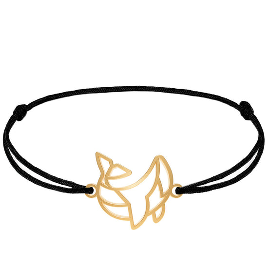 Bracelet Animal Totem Baleine Or Cordon #Couleur et bracelet_Or avec cordon