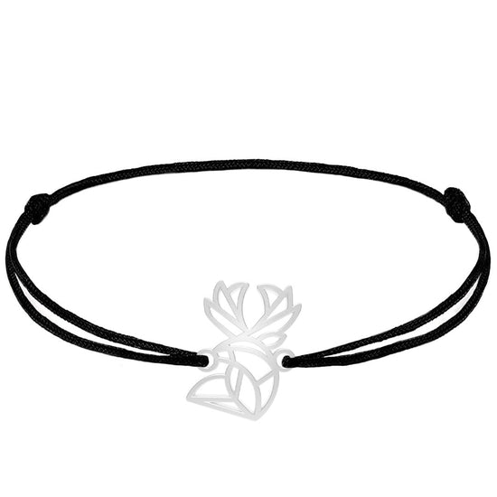 Bracelets Animal Totem Cerf 1 argent cordon #Couleur et bracelet_Argent avec cordon #Modèle_Modèle 1