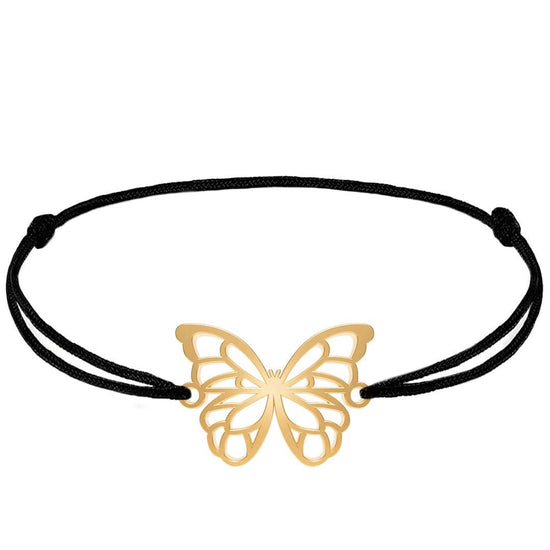 Bracelet Papillon Or Cordon #Couleur et bracelet_Or avec cordon