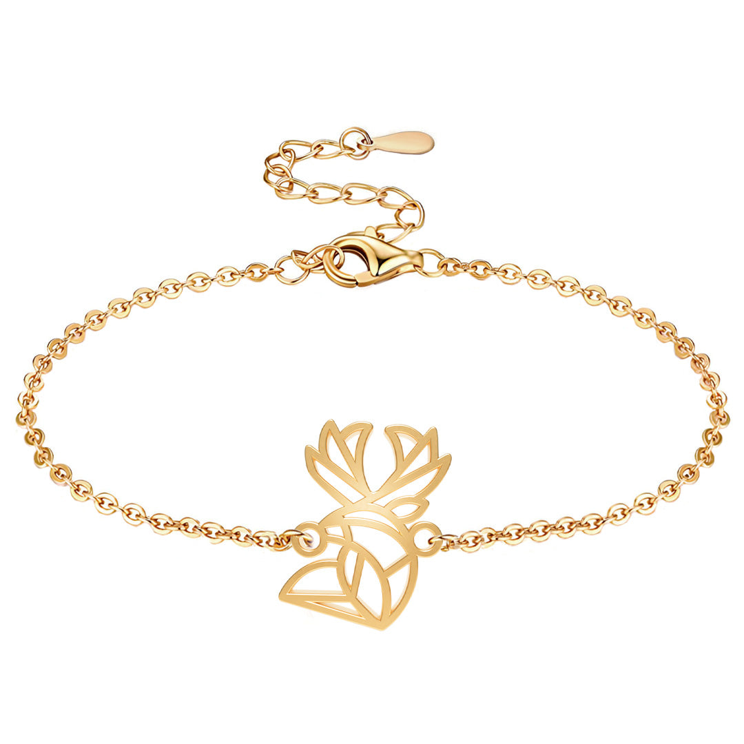 Bracelets Animal Totem Cerf 1 Or chaîne  #Couleur et bracelet_Or avec chaîne #Modèle_Modèle 1