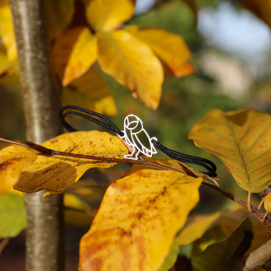 Bracelet chouette argent cordon nature