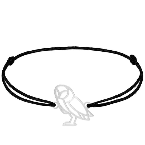 Bracelet Chouette argent cordon #Couleur et bracelet_Argent avec cordon