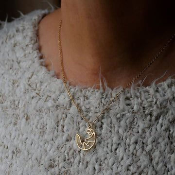 collier panda roux porté femme or chaîne écoresponsable