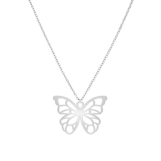 Collier Papillon argent Chaîne #Couleur et collier_Argent avec chaîne