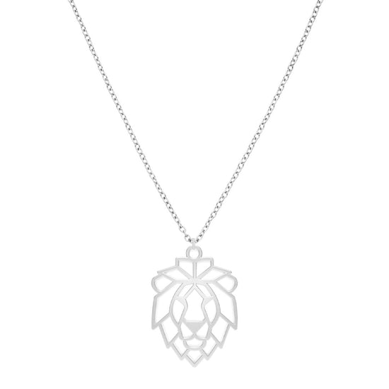 Collier Lion Argent Chaîne #Couleur et collier_Argent avec chaîne