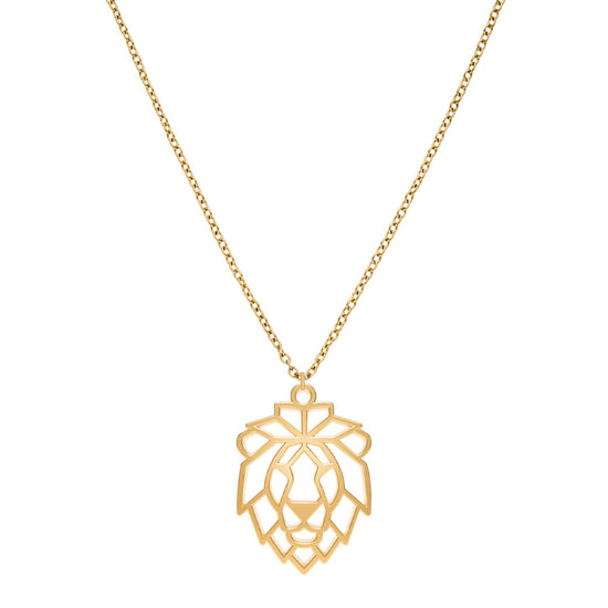 Collier Lion Or Chaîne #Couleur et collier_Or avec chaîne