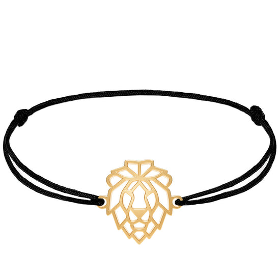 Bracelet Animal Totem Lion Or #Couleur et bracelet_Or avec cordon