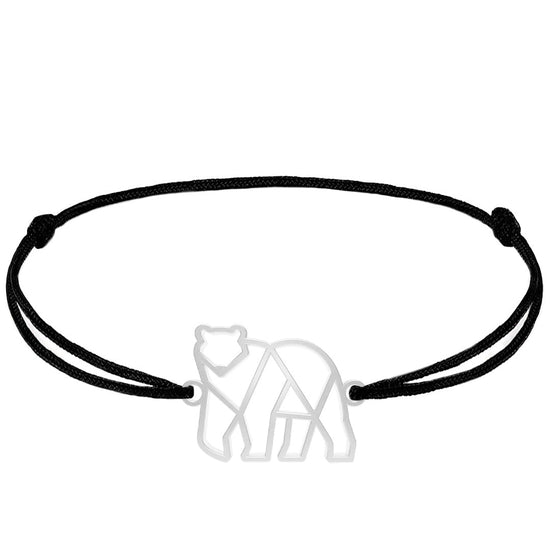 Bracelet Ours Polaire argent cordon #Couleur et bracelet_Argent avec cordon