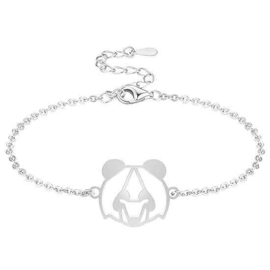 Bracelet Panda Argent Chaîne #Couleur et bracelet_Argent avec chaîne