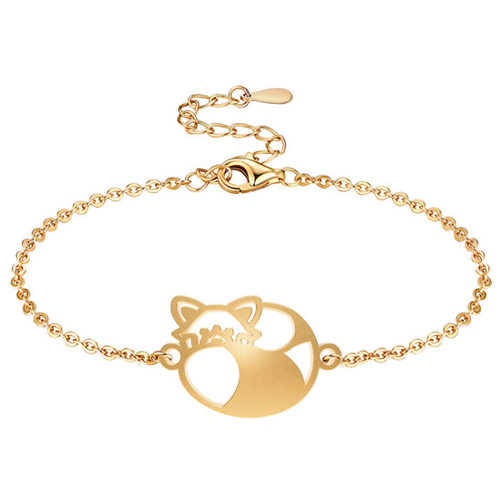 Bracelet Panda Roux Or Chaîne  #Couleur et bracelet_Or avec chaîne